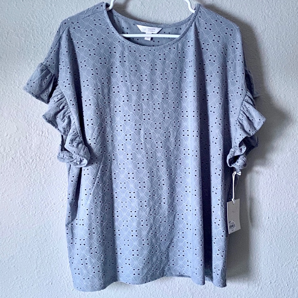 Lauren Conrad Periwinkle Eyelet Top
